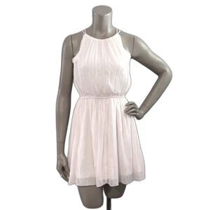 Abercrombie & Fitch Ivory White Gauzy Halter Sleeveless Strappy Mini Dress Sz S
